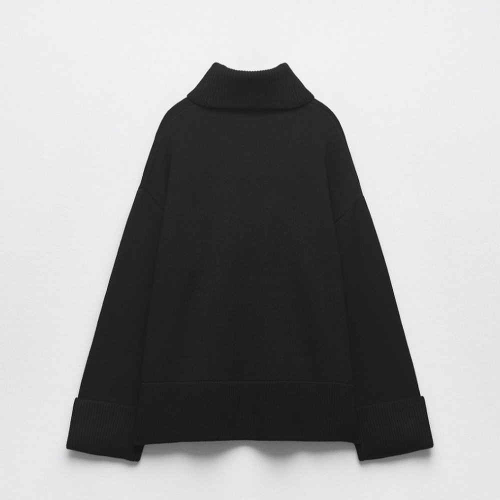 ZARA NWT cuffed knit sweater, black, women's size M - Picture 4 of 12
